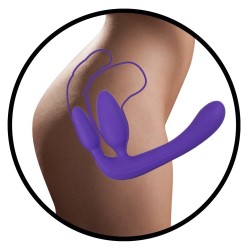 Potrójne dildo strap-on penetracja każdej dziurki