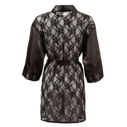 Szlafrok satynowy z koronką seksowne kimono L/XL