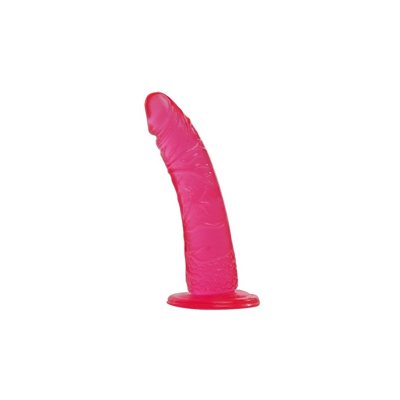 Równe różowe dildo żylaste gumowe z przyssawką Równe różowe dildo żylaste gumowe z przyssawką