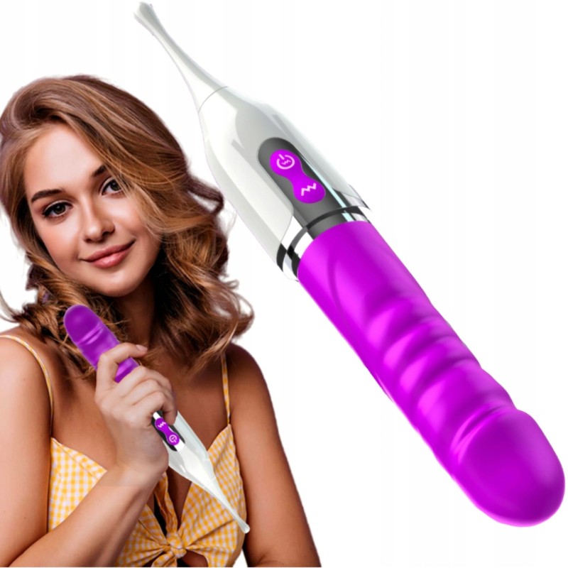 Wibrator punktowy 2w1 fałdowany z żyłami USB Wibrator punktowy 2w1 fałdowany z żyłami USB