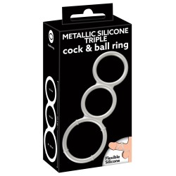 Pierścień metaliczny silikonowy erekcyjny potrójny